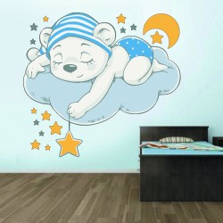 Αυτοκόλλητο τοίχου - Αρκουδάκι στα σύννεφα 03